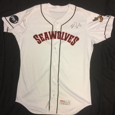 Erie SeaWolves Tyler Alexander Home White Game Used Autograph Jersey #15